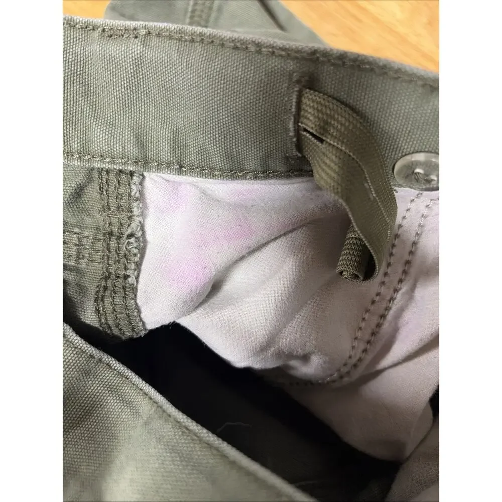 Carhartt Shorts Boys Sz 10 Green Canvas Cargo Workwear/Pockets
